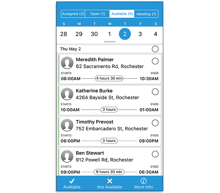 View Available Shifts - CareSmartz360 Home Care Scheduling App
