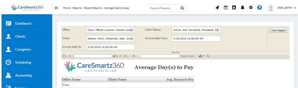 Average day to Pay Report