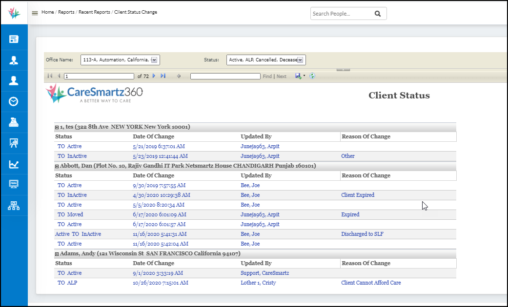 Introduced client system change in the system - Caresmartz360 Update