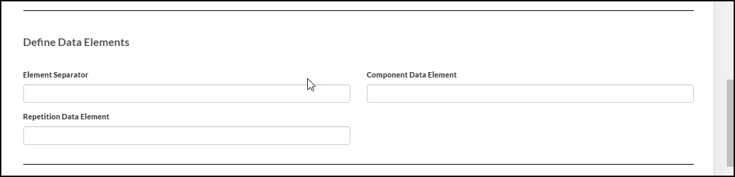 User have the ability to define the following data elements required for EDI file 
