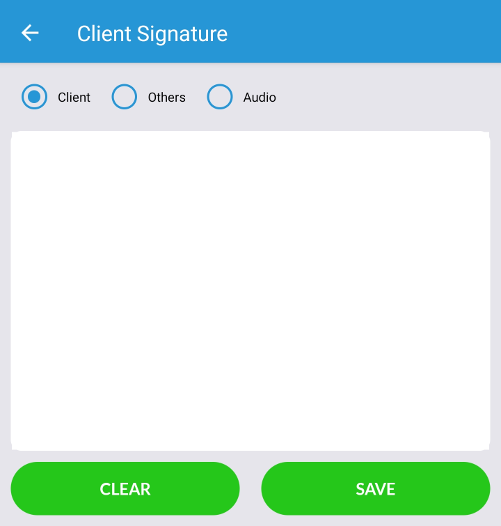 Client Signature Screen in Mobile App