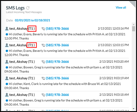 SMS logs widget will now display the territory information in the search result list. 