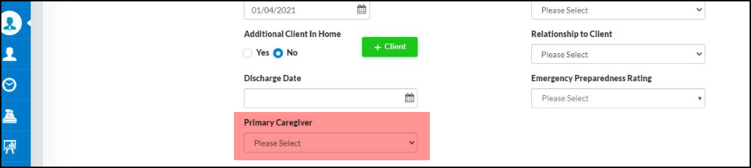 System will allow users to assign a primary caregiver on the Assessment-facesheet tab