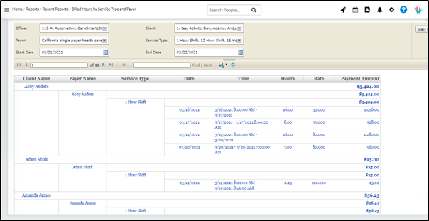 Update new filters on Report section for the ease of caregivers